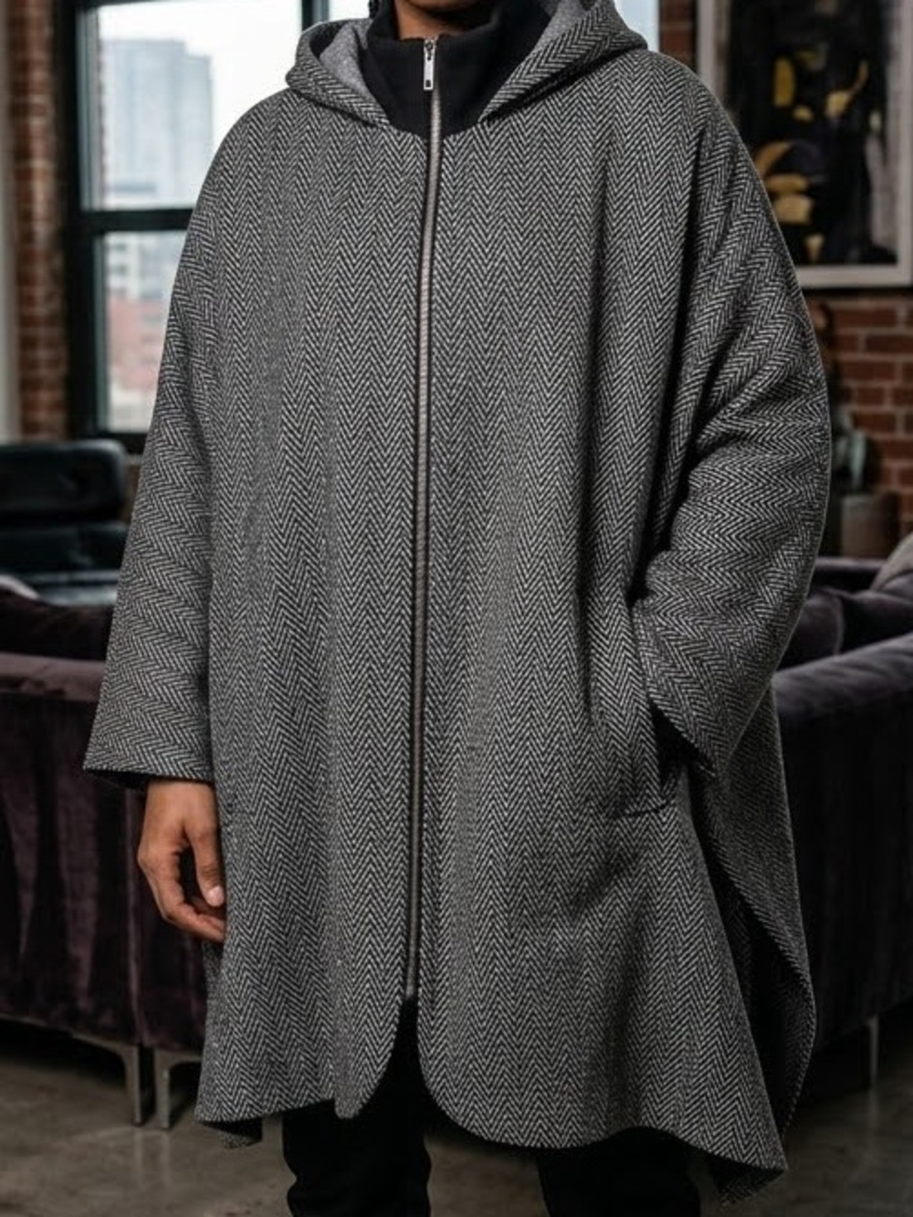 Penningtons Herringbone Hooded Cape